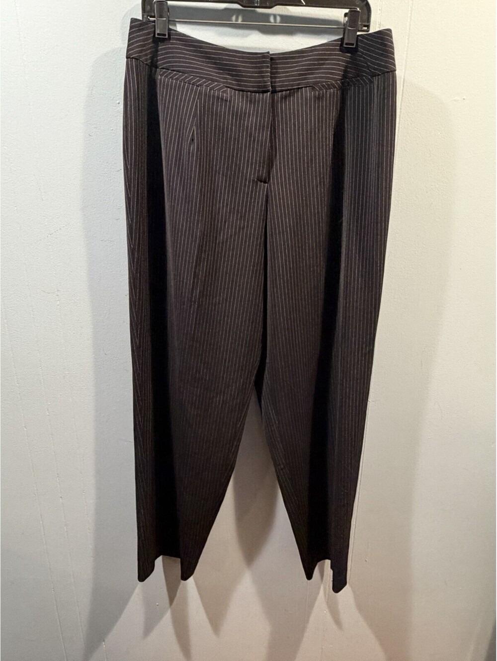 Larry Levine Woman Stretch Dress Pants Size 14W Black & White Striped